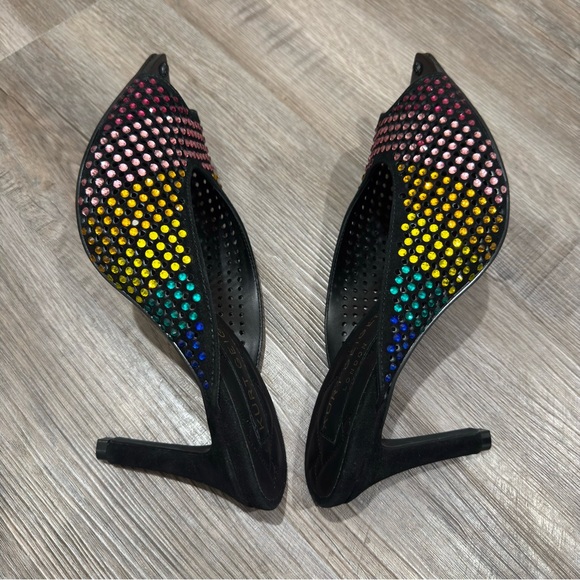 Kurt Geiger Regent Point Rainbow Embellished Crystal Ombré Mule Heels - Picture 12 of 16